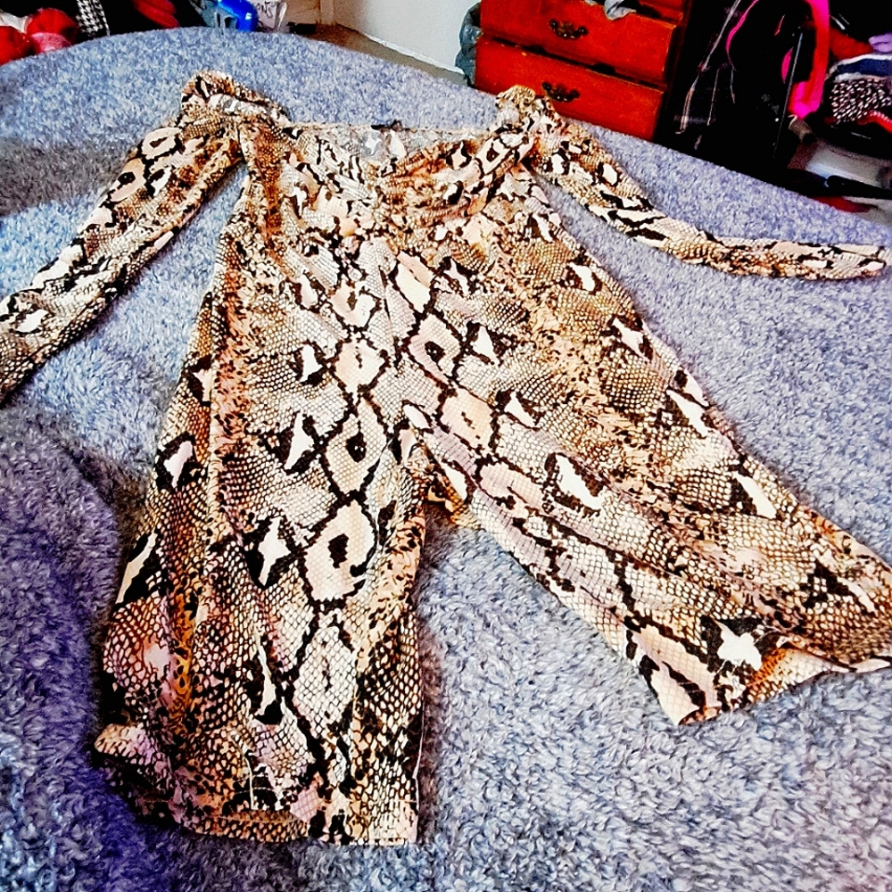 Size L Snakeprint long sleeved one piece